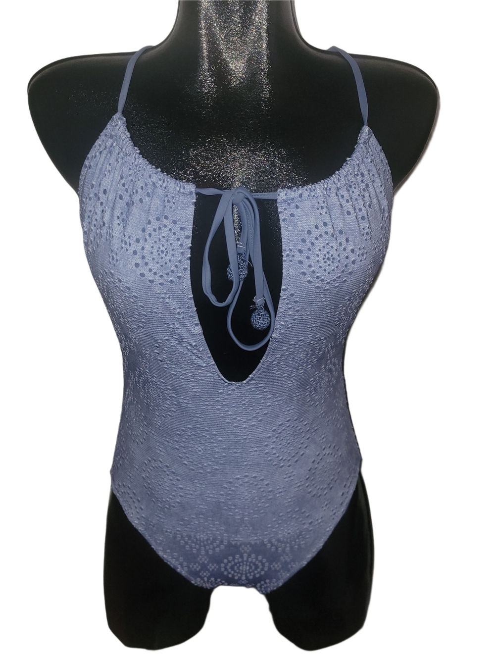 Women's Periwinkle Crochet One-Piece Swimsuit with Front Tie